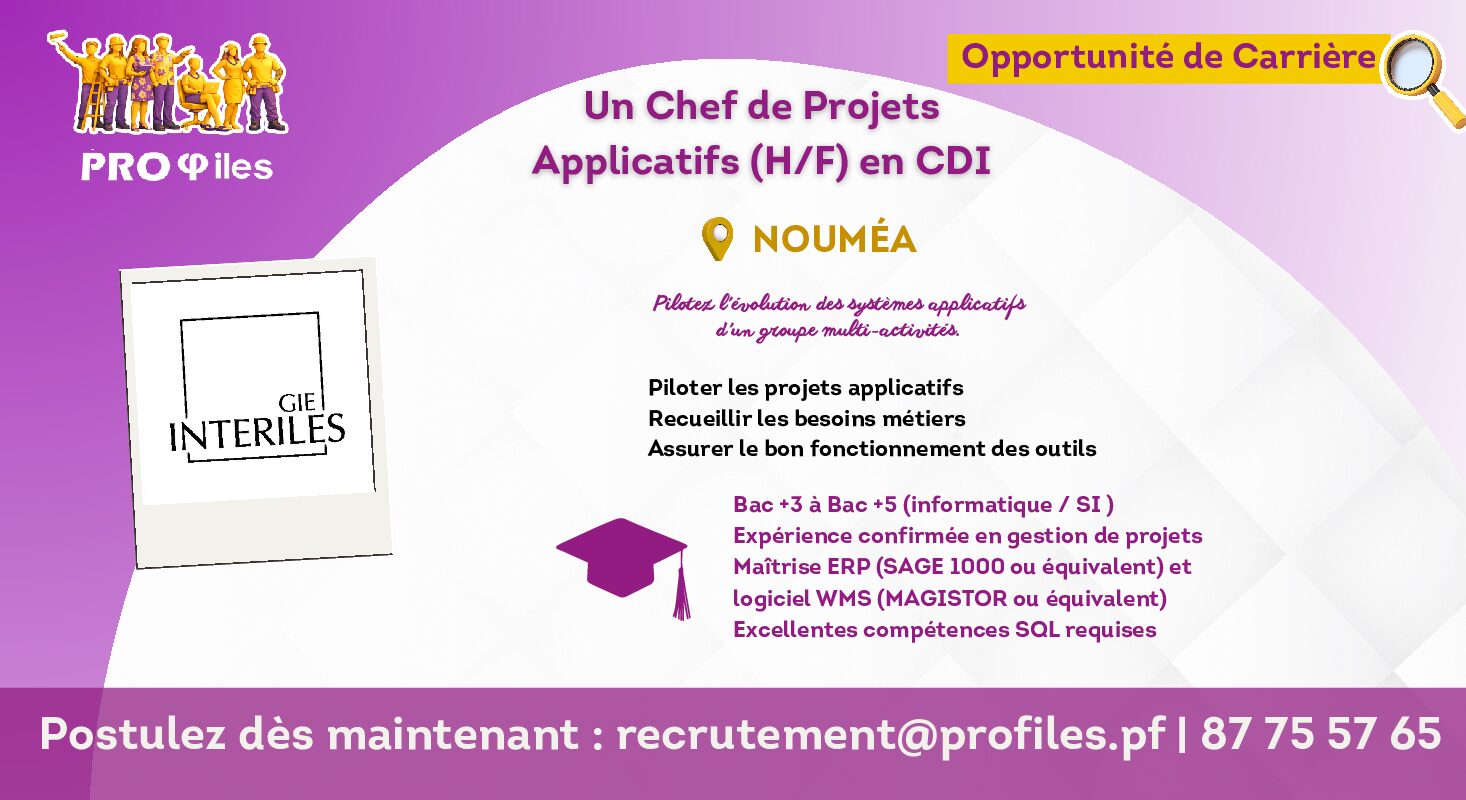 CHEF DE PROJET APPLICATIFS F/H